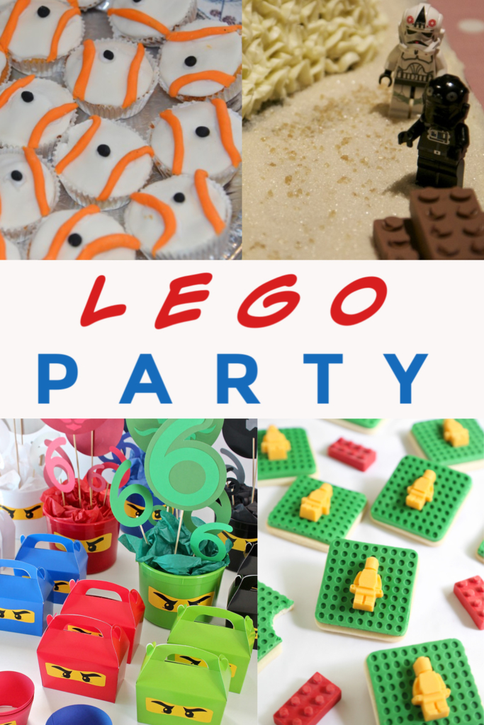 Easy LEGO Party ideas, includes LEGO cupcakes, LEGO Star Wars birthday cake, LEGO party bags and LEGO cookies #LEGOParty #LEGOCAKE #LEGOPartybags