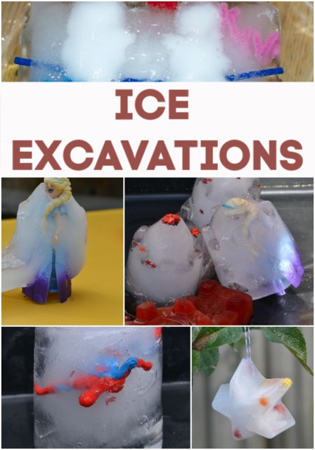 Easy Ice Excavations for kids #ice #iceexperiments #sensoryplay #toddlerplay #iceexcavations