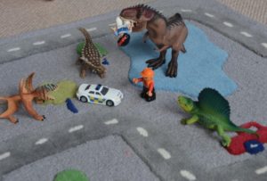 Dinosaur play scene