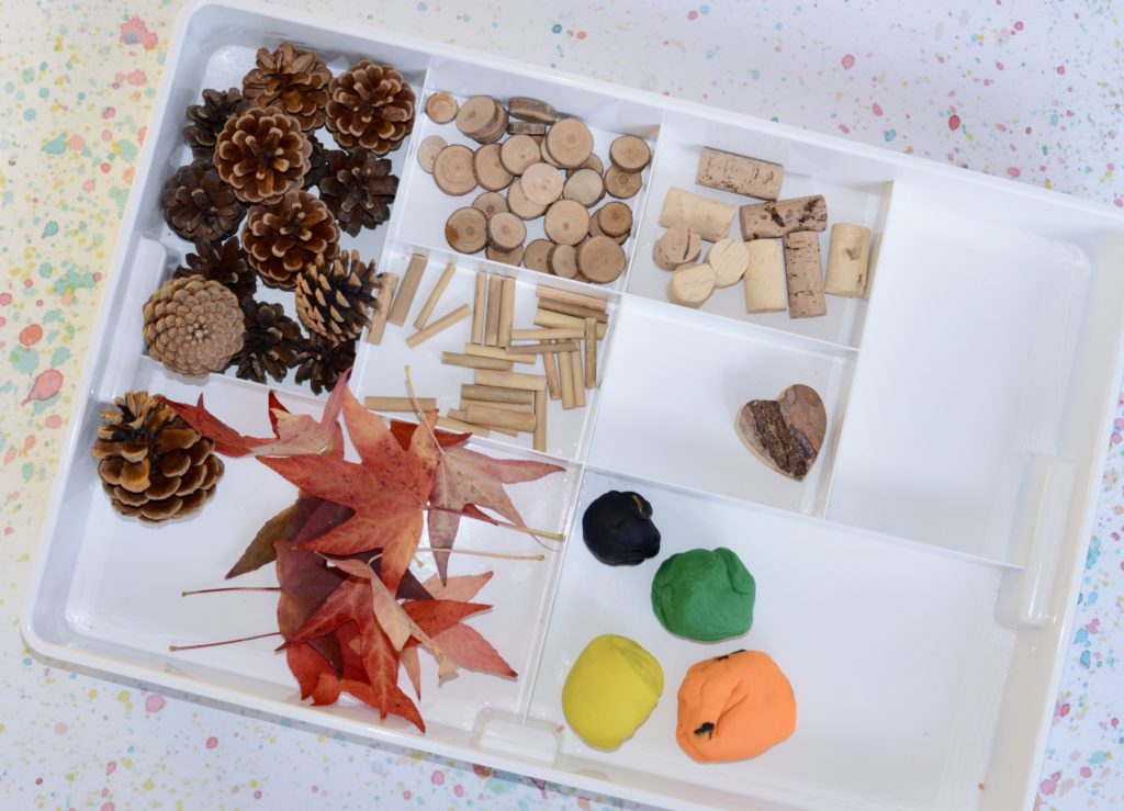 Fun autumn play dough and loose parts set up