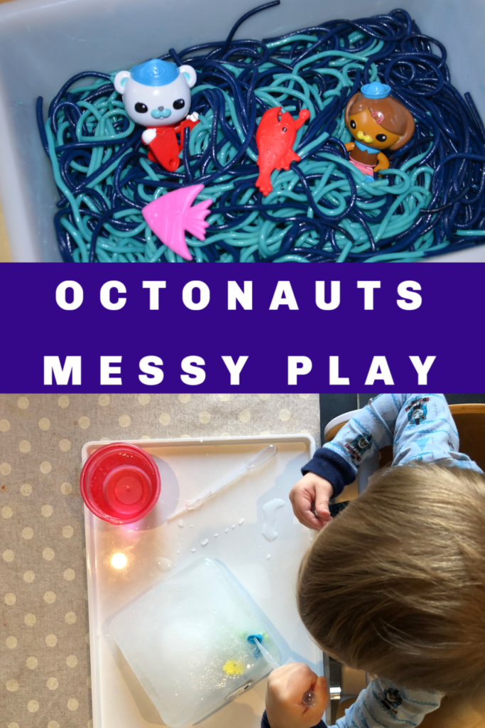 Octonauts Messy Play - ice and spaghetti Octonauts play for little ones #toddlerplay #sensoryscience