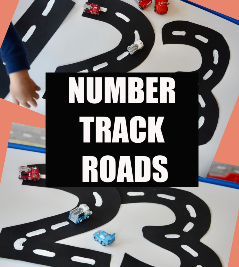 Fun toddler number learning activity. Make number shaped roads on black card #toddleractivitieis #toddlerlearning