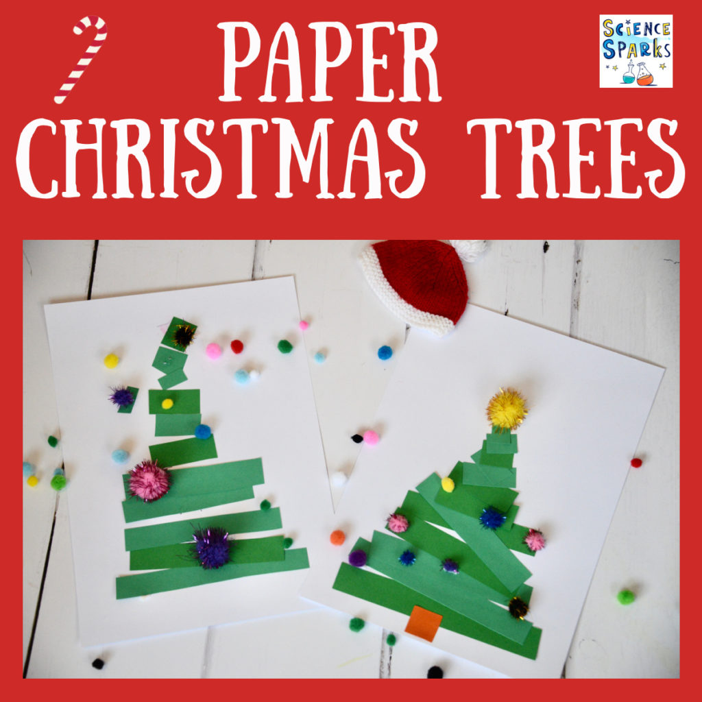 Easy Christmas Tree Craft - practice cutting and measuring at the same time. #ChristmasCrafts #ChristmasCraftsforkids