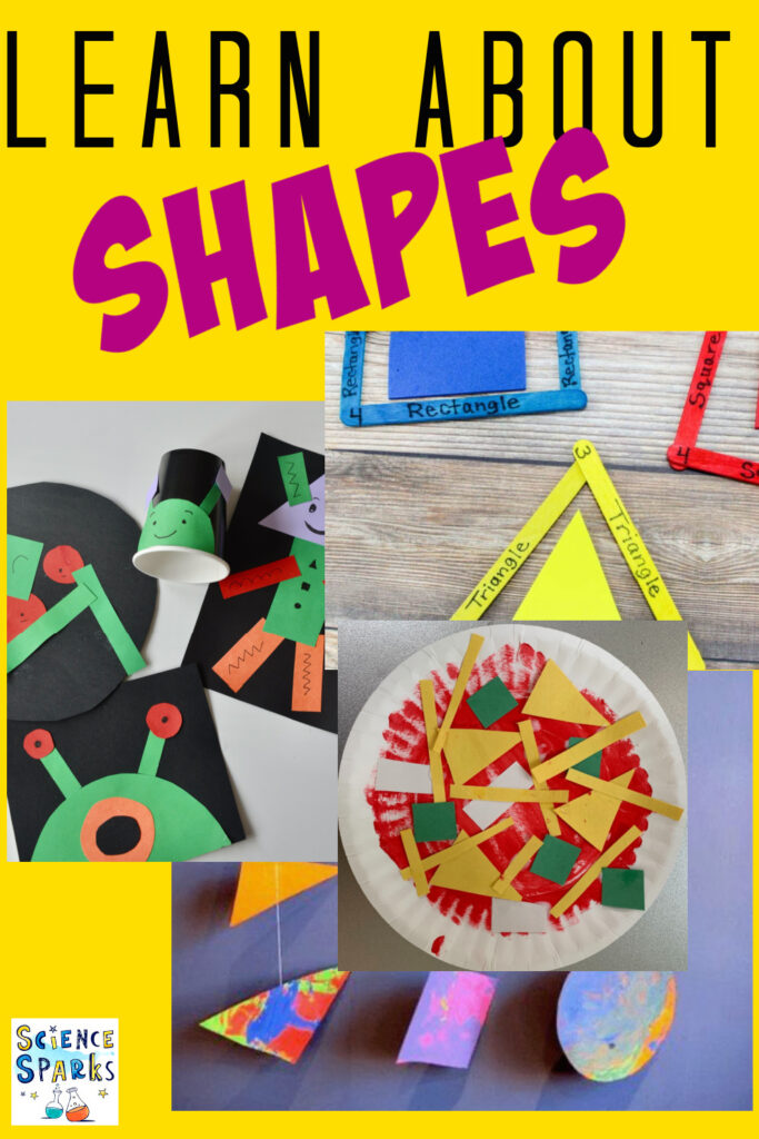 Collection of easy shape activities for learning about shapes with preschoolers. Great preschool craft or learning activity.