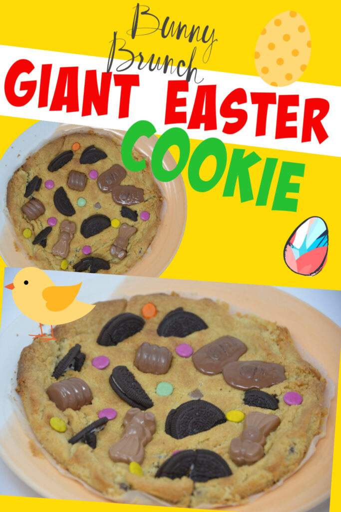 Giant Easter Cookie - huge cookie topped with Easter chocolate for a special Easter bake.