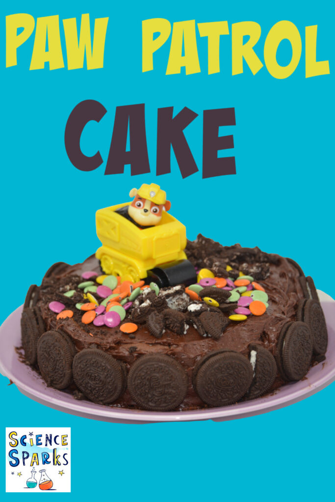 Image of a super simple Rubble Paw Patrol cake