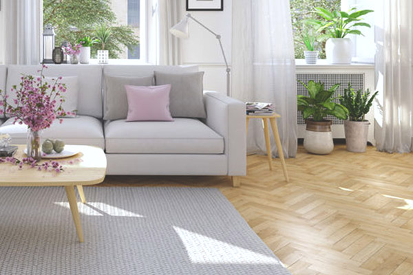 image of a living room with a beautiful wooden floor