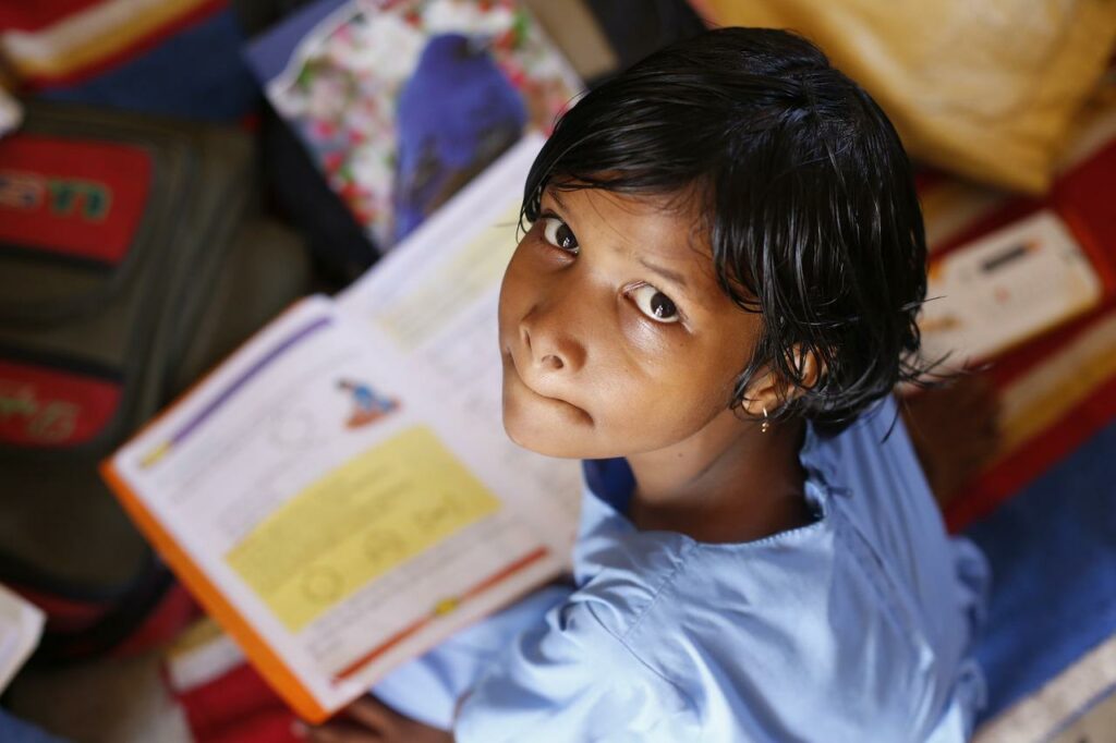 child reading a book