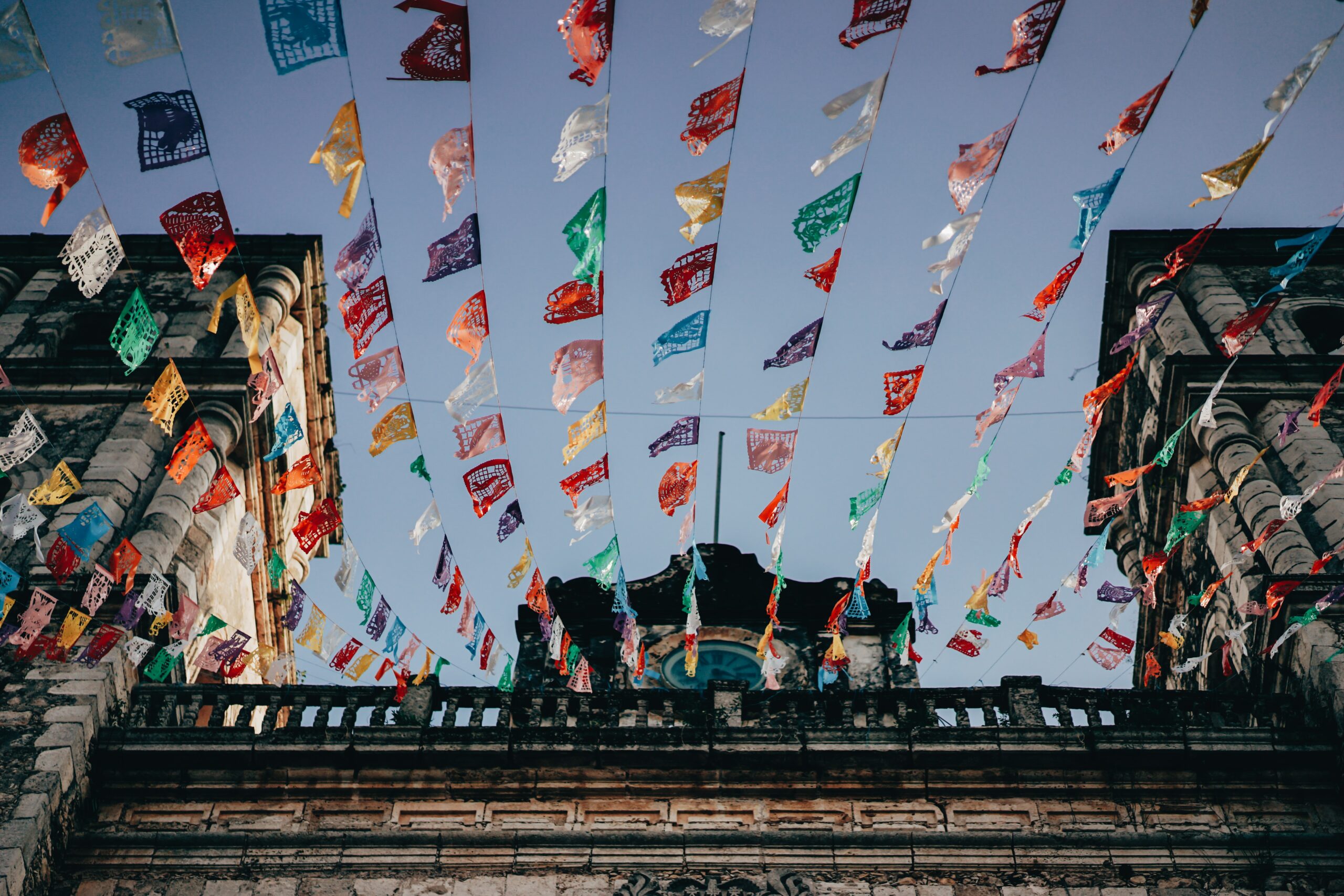 Street with flags in Mexico