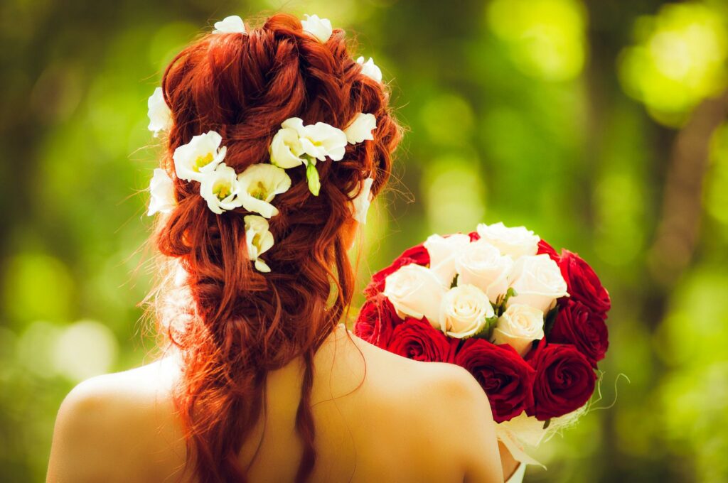 Bride and bouquet