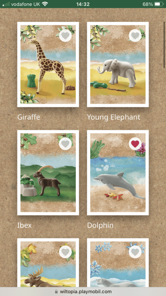 Wiltopia app card collecting