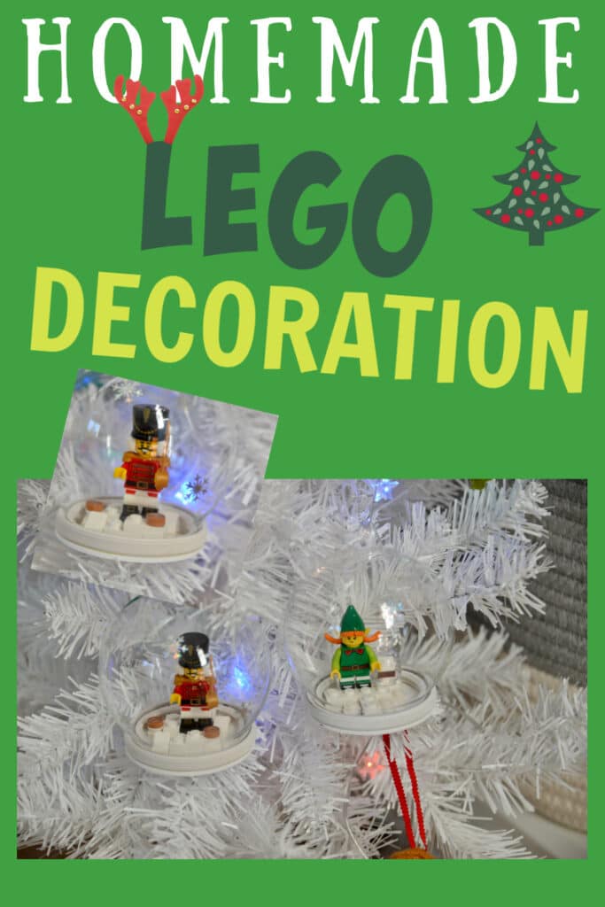 Homemade LEGO elf and nutcracker tree decorations