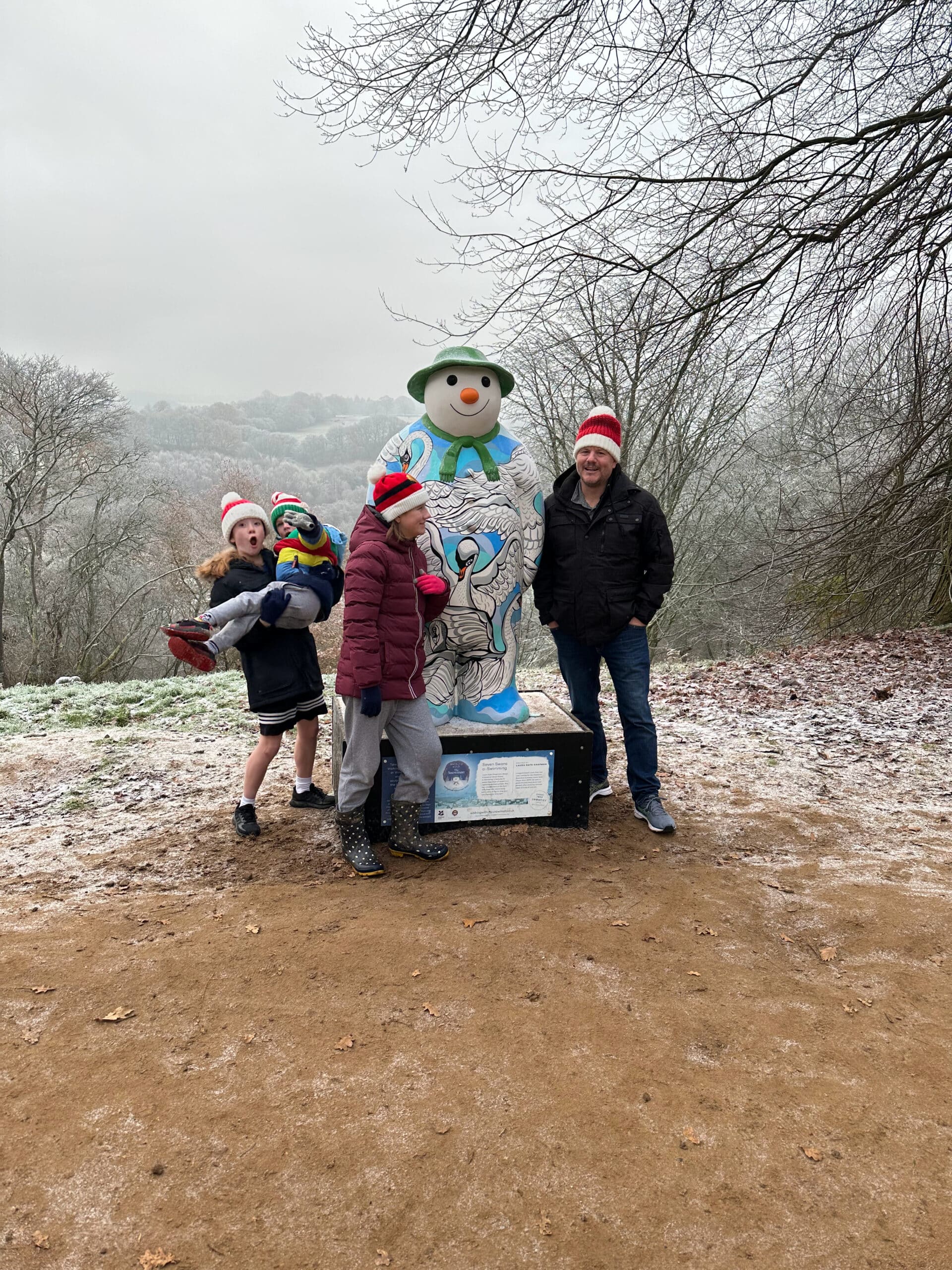 snowman sculptures at Winkworth Arboretum