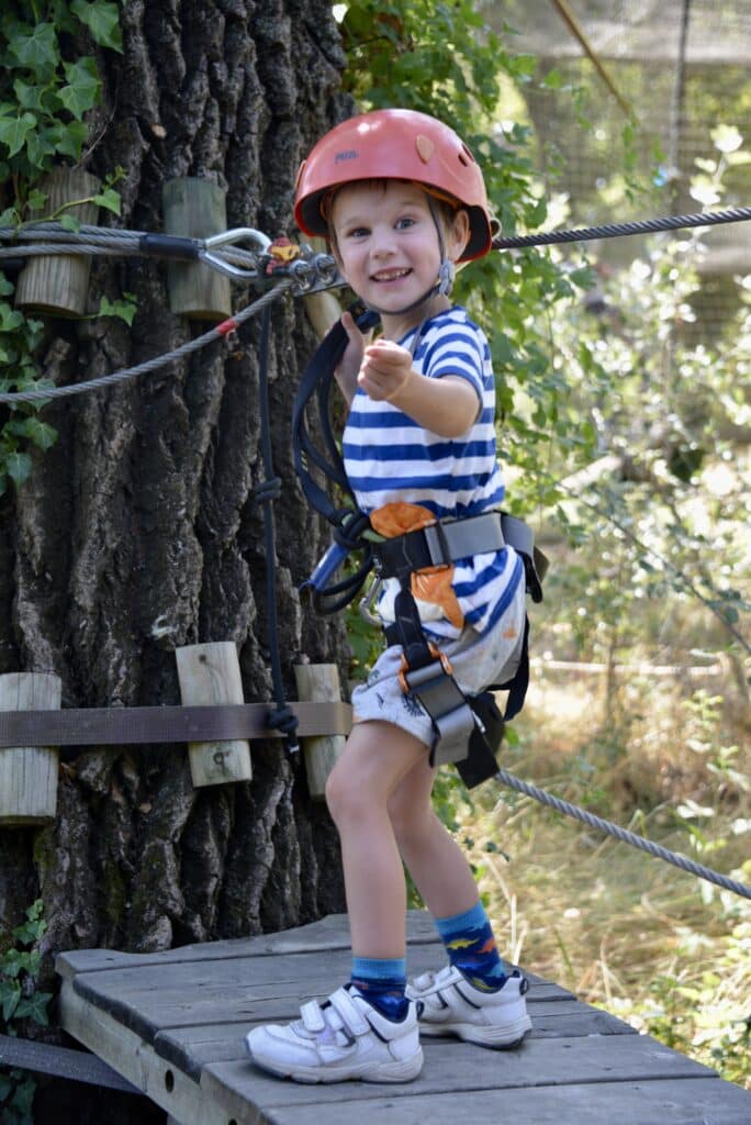 Young boy with a safety helmet on and PArk Oxygene