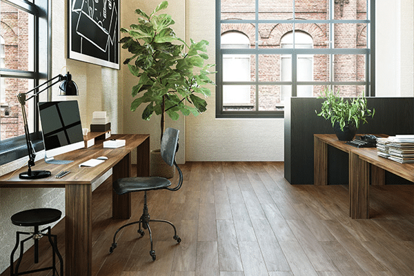 luxury vinyl flooring in an office room