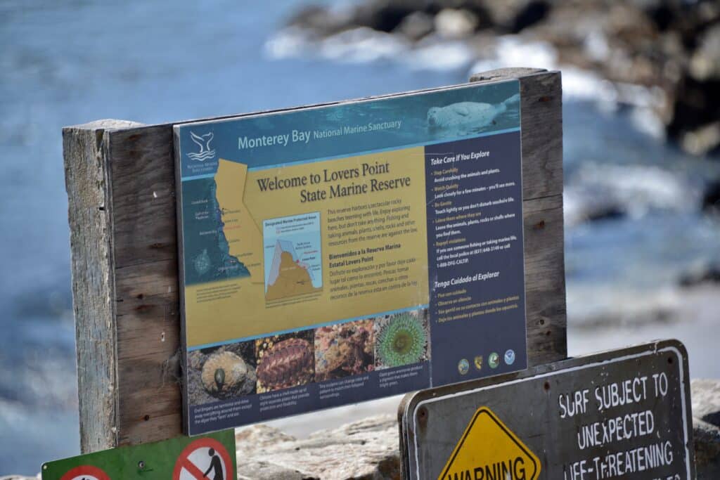 Lovers Point Beach sign