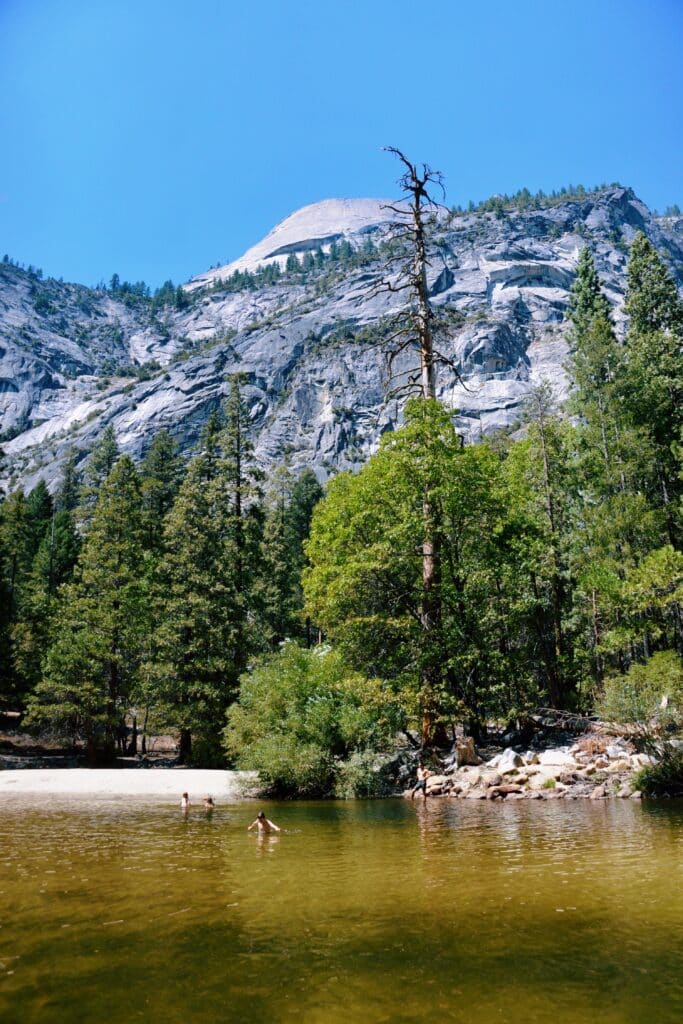 Kids swimming in Mirror Lake, Yosemite