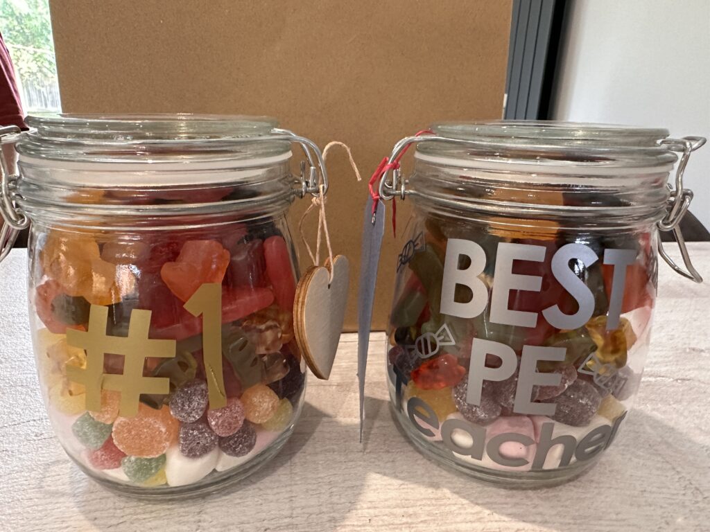 personalised sweet jar made with a Cricut Joy