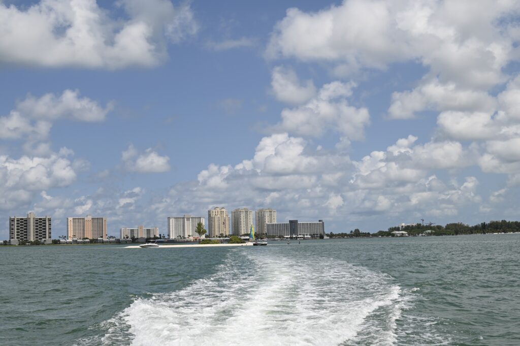 wake from the back of a boat on the bay at Indian Shores - Florida