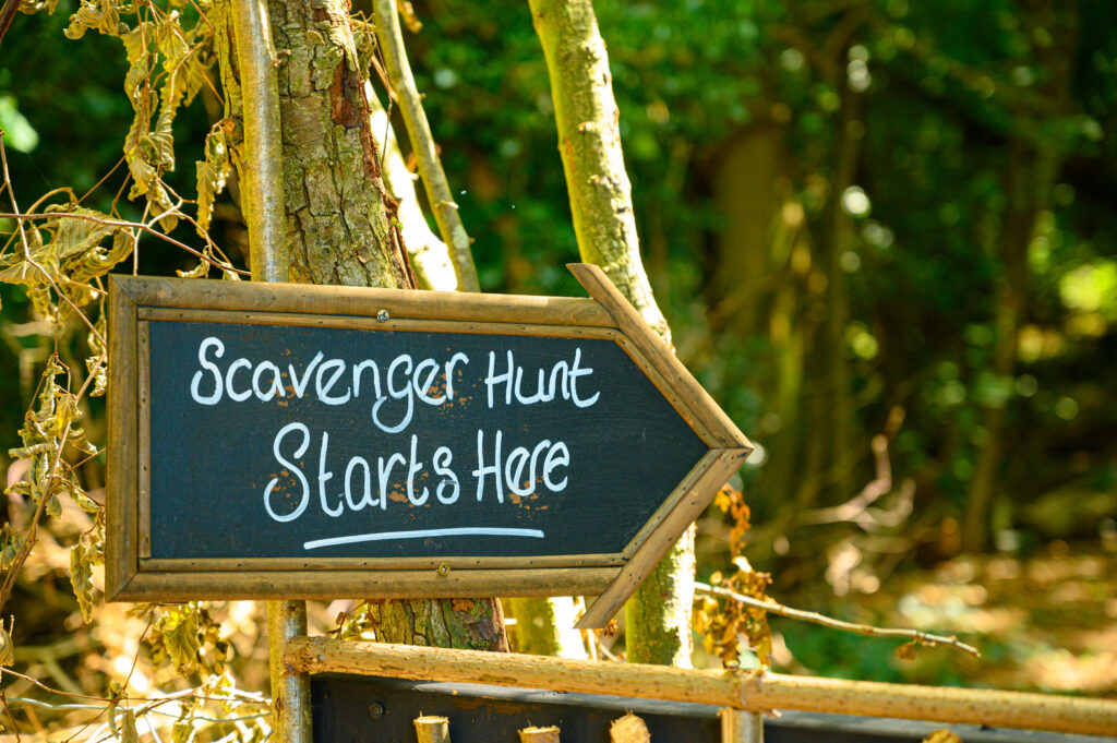 Scavenger hunt sign