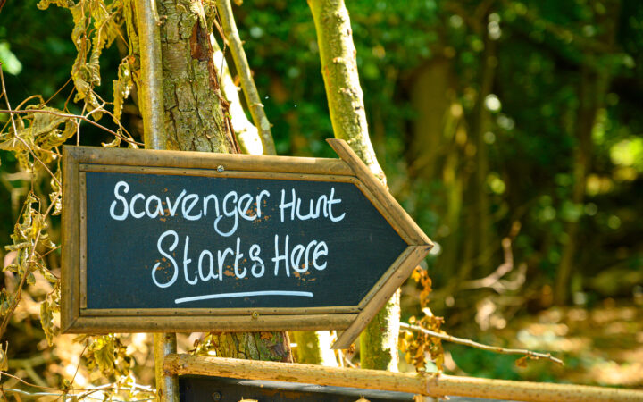 Scavenger hunt sign