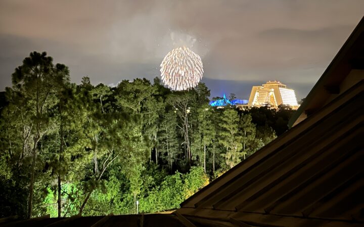 firework view from Wilderness Lodge Club level